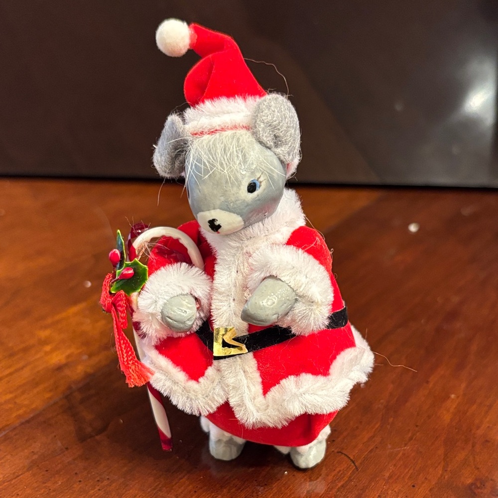 Festive Santa Mouse Figurine
